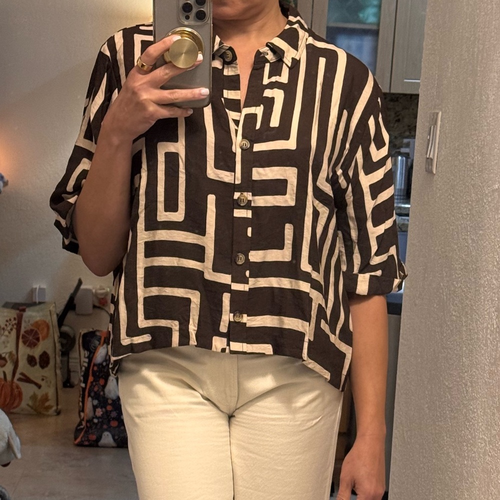 EUC Haver London Print Button down shirt